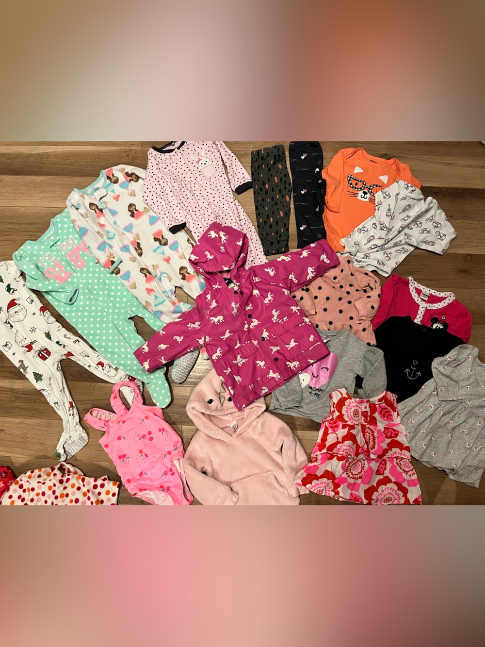 Baby Girl 12-18 Month Clothing Bundle 16pc Hatley Carter's Pajamas Onesies